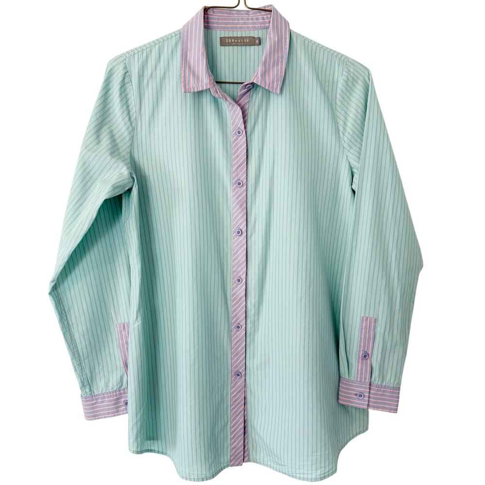 209 WST 38 Striped Button Down Shirt Size Medium